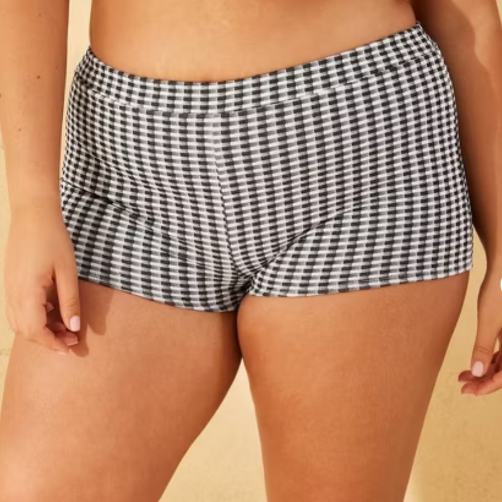 Wild Fable‎ Women's Sparkle Gingham Texture High-Rise Shortie Swim Bottom​​